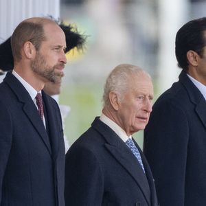 Le prince William, prince de Galles, et Catherine (Kate) Middleton, princesse de Galles, Le roi Charles III d'Angleterre, Tamim ben Hamad Al-Thani et sa femme Jawaher bint Hamad bin Suhaim Al-Thani - Cérémonie d'accueil pour la visite d'État de l'émir du Qatar à Londres, le 3 décembre 2024.