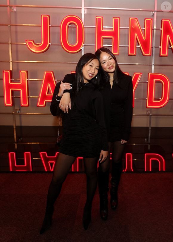Exclusif - Jade et Joy Hallyday - Vernissage de l'exposition "Johnny Hallyday, l'exposition" au Palais des Expositions à Paris. Le 21 décembre 2023 © Dominique Jacovides / Bestimage