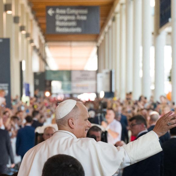 Le pape Léon XIV lors de sa visite à la 47e édition du Meeting pour l’amitié entre les peuples, organisé par le mouvement Communion et Libération. Rimini, 22 août 2026. © ANSA via ZUMA Press / Bestimage
