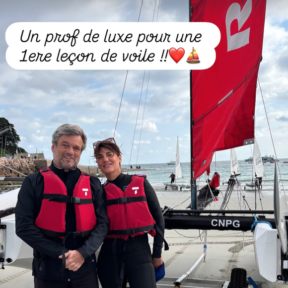 Estelle Denis et Marc Thiercelin lors d'un cours de voile en Bretagne. Capture Instagram