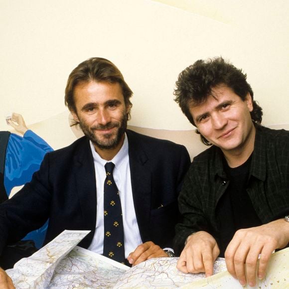 Archives -  Thierry Sabine et Daniel Balavoine. Le 10 décembre 1985 © Michel Marizy via Bestimage