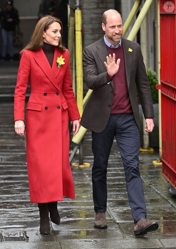 Le prince William, prince de Galles, et Catherine (Kate) Middleton, princesse de Galles, visitent le marché de Pontypridd, le 26 février 2025. 
Zuma Press/Bestimage