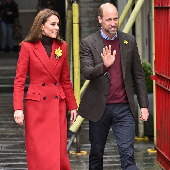 Le prince William, prince de Galles, et Catherine (Kate) Middleton, princesse de Galles, visitent le marché de Pontypridd, le 26 février 2025. 
Zuma Press/Bestimage