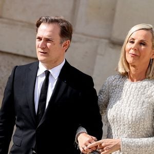 Renaud Capuçon et sa femme Laurence Ferrari - Dîner d'état en l'honneur du président des Etats-Unis et sa femme au palais de l'Elysée à Paris, à l'occasion de leur visite officielle en France. Le 8 juin 2024 © Jacovides-Moreau / Bestimage