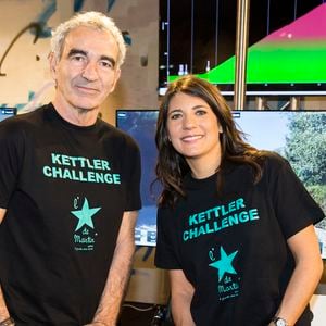 Raymond Domenech et sa compagne Estelle Denis (marraine de l'association "l'Etoile de Martin) - 2ème édition du "Kettler Challenge pour l'Etoile de Martin" à l'hôtel Molitor à Paris, le 21 mars 2016.  © Olivier Borde/Bestimage