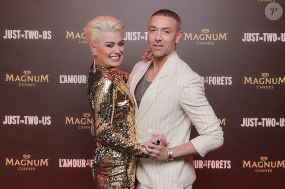Katrina Patchett et Maxime Dereymez à la soirée L'Amour et les Forets à la Plage Magnum le 24 mai 2023 à Cannes, France. Photo par David Boyer/ABACAPRESS.COM