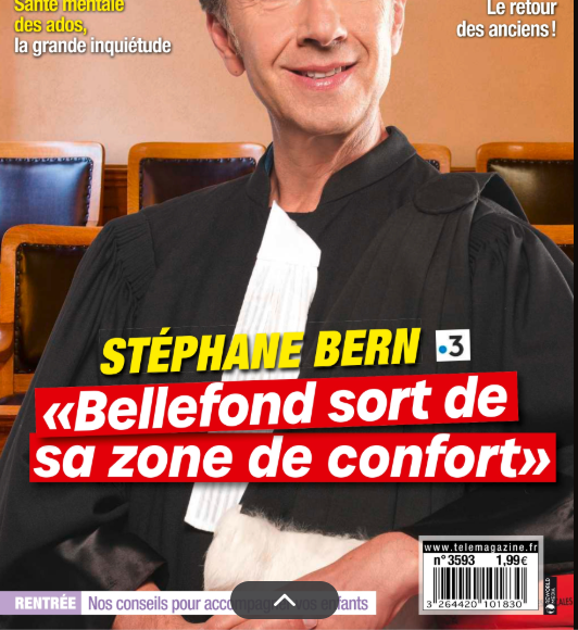 Une interview à retrouver dans leur édition du 10 septembre 2024 

Stéphane Bern, "Télé Magazine", 10 septembre 2024.