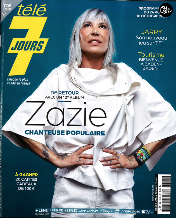 Zazie en couverture du nouveau numéro de "Télé 7 Jours"