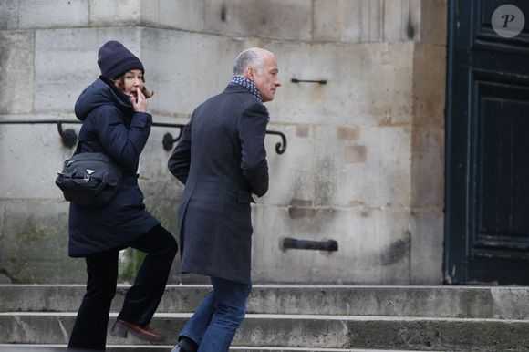 Gilles Bouleau arrivant à la cérémonie d'enterrement de Catherine Laborde à l'église Saint-Roch à Paris, France, le 6 février 2025.  Photo by Nasser Berzane/ABACAPRESS.COM