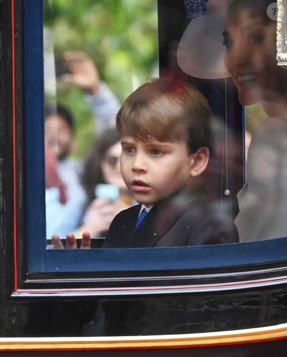 Le prince Louis de Galles et Catherine (Kate) Middleton, princesse de Galles - Les membres de la famille royale britannique lors de la parade Trooping the Color à Londres, Royaume Uni. © Justin Goff/GoffPhotos/Bestimage