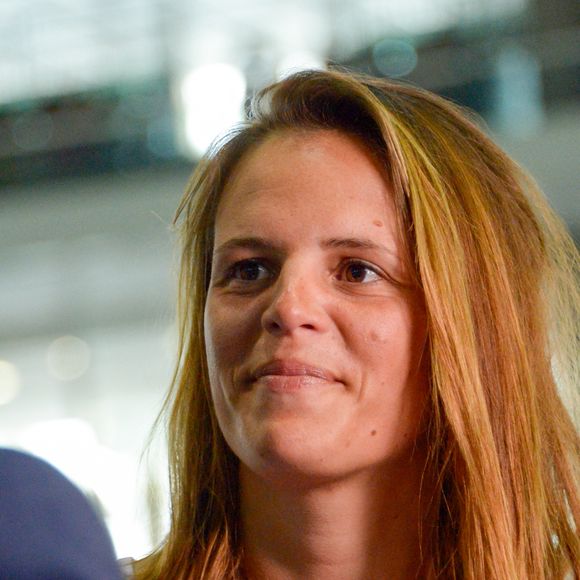 L'ancienne nageuse française Laure Manaudou assiste aux championnats de France de natation à Montpellier, France, le 3 avril 2016. Photo by Henri Szwarc/ABACAPRESS.COM
