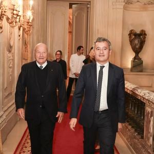 Marc Ladreit de Lacharrière et Gérald Darmanin, ministre de la Justice - Dîner de La Revue des Deux Mondes au Cercle Interalliée avec en invité d’honneur Gerald Darmanin, Paris, France, le 3 novembre 2025. Les salons du Cercle Interallié ont fait salle comble ce soir-là, réunissant de nombreuses personnalités du monde de la politique, des affaires, du droit, de la culture ou encore de la diplomatie, venues écouter le garde des Sceaux. 
© Jack Tribeca / Bestimage