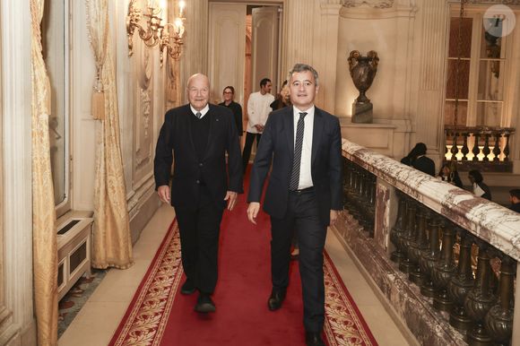 Marc Ladreit de Lacharrière et Gérald Darmanin, ministre de la Justice - Dîner de La Revue des Deux Mondes au Cercle Interalliée avec en invité d’honneur Gerald Darmanin, Paris, France, le 3 novembre 2025. Les salons du Cercle Interallié ont fait salle comble ce soir-là, réunissant de nombreuses personnalités du monde de la politique, des affaires, du droit, de la culture ou encore de la diplomatie, venues écouter le garde des Sceaux. 
© Jack Tribeca / Bestimage