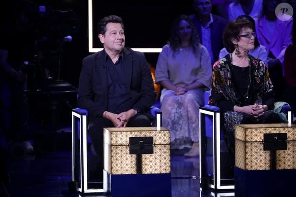 Exclusif - Laurent Gerra, Anny Duperey lors de l'enregistrement de l'émission "La Boîte à secrets", présentée par F.Bollaert et diffusée le 10 octobre 2025 sur France 3, dans les studios du Lendit à Saint-Denis, Seine Saint-Denis, France, le 22 septembre 2025. © Jack Tribeca/Bestimage