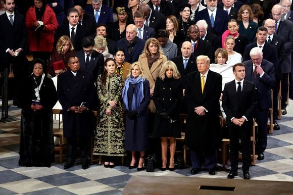 Antoinette Sassou-Nguesso, Denis Sassou-Nguesso, Ashley Biden, Jill Biden, Brigitte Macron, Donald Trump, Emmanuel Macron - Cérémonie de réouverture de la cathédrale Notre-Dame de Paris, le 7 décembre 2024. 
© Dominique Jacovides / Bestimage