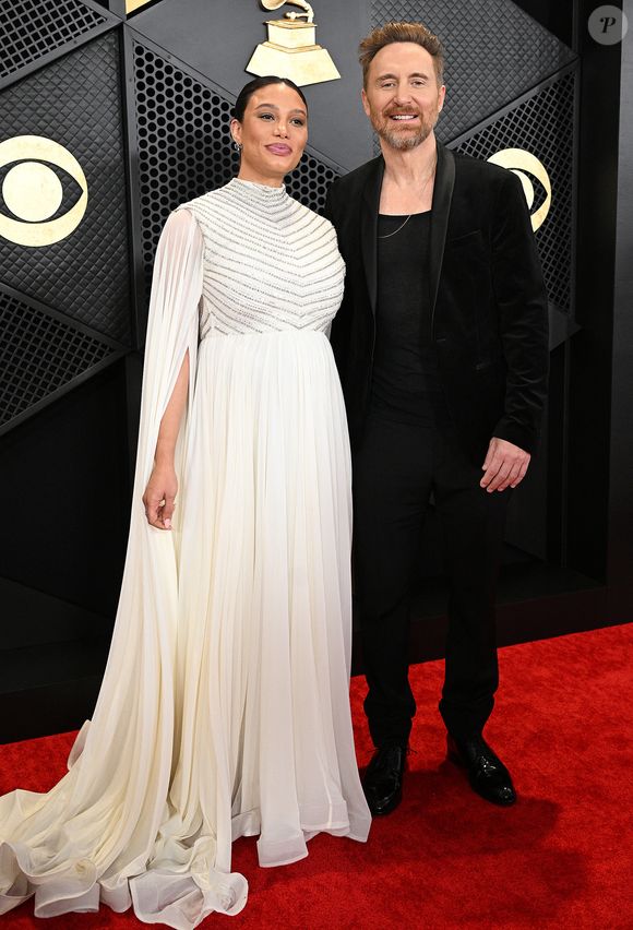 David Guetta et sa compagne Jessica Ledon, enceinte -  Arrivées à la 66ème édition des Grammy Awards à la Crypto.com Arena à Los Angeles le 4 février 2024. Broadimage / Bestimage