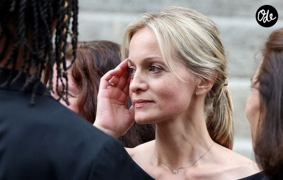 Audrey Crespo-Mara - Sorties des obsèques de Thierry Ardisson en l’église Saint-Roch de Paris, France, le 17 juillet 2025. 

© Clovis-Jacovides/Bestimage
