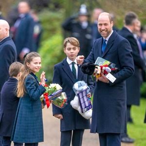 Le prince de Galles, la princesse Charlotte et le prince George assistent au service religieux du jour de Noël à l'église St Mary Magdalene à Sandringham, Norfolk, Royaume-Uni, le mercredi 25 décembre 2024. Photo by Zak Hussein/Splash News/ABACAPRESS.COM