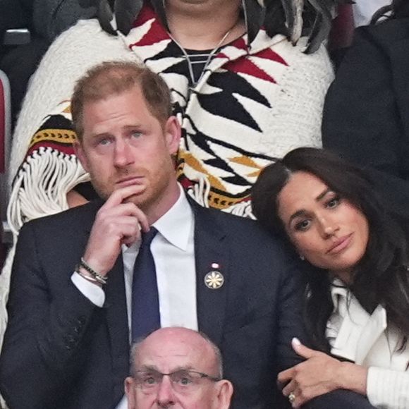 Le duc et la duchesse de Sussex lors de la cérémonie d'ouverture des Invictus Games 2025 à BC Place à Vancouver, Canada. Les jeux se dérouleront à Vancouver et à Whistler. Date de la photo : samedi 8 février 2025. Aaron Chown/PA Wire