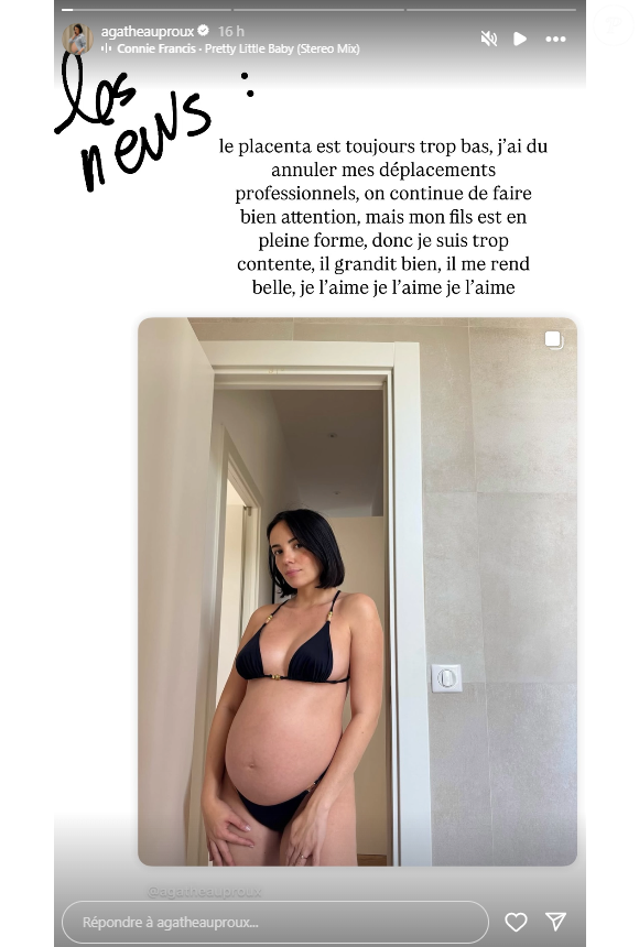 Agathe Auproux explique rencontrer des soucis avec sa grossesse. Instagram