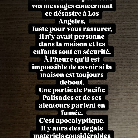 Patrick Bruel donne de ses nouvelles après les forts incendies qui ravagent Los Angeles et là où il possède une maison.