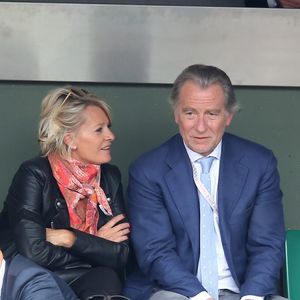 Sophie Davant et William Leymergie - People dans les tribunes des Internationaux de France de tennis de Roland Garros à Paris. Le 26 mai 2015