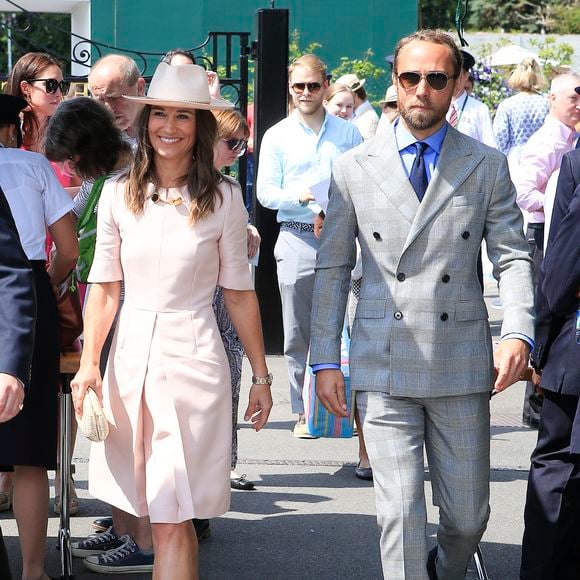 Pippa Middleton et son frère James lors du tournoi de Wimbledon 2019 à Londres, le 8 juillet 2019.