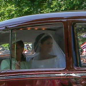 Meghan Markle, duchesse de Sussex, arrive à la chapelle St. George au château de Windsor - Cérémonie de mariage du prince Harry et de Meghan Markle en la chapelle Saint-George au château de Windsor, Royaume Uni, le 19 mai 2018. (Backgrid UK/ Bestimage).