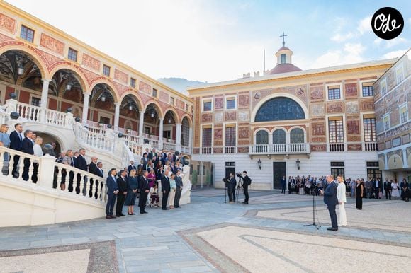 Le prince Albert II de Monaco et la princesse Charlène de Monaco ont accueilli au Palais princier les ambassadeurs et représentants permanents des 46 États membres de l'organisation du Conseil de l'Europe, Monaco le 2 septembre 2026. © Olivier Huitel/Pool Monaco/Bestimage