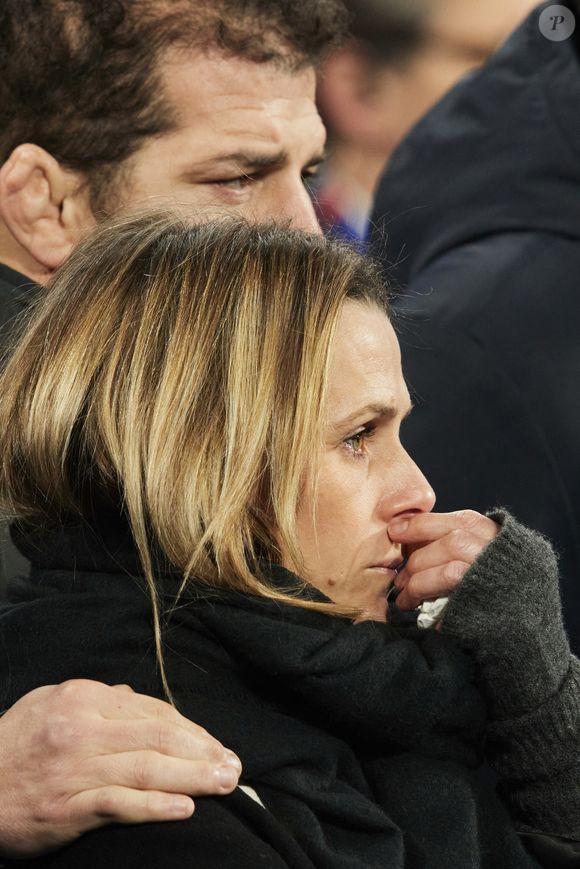 Jalil et Valérie Narjissi - Hommage à Medhi Narjissi, disparu cet été lors d’un stage en Afrique du sud, lors du lancement du Tournoi des Six Nations opposant la France au Pays de Galles, au Stade de France, à Saint-Denis, Seine Saint-Denis, France, le 31 janvier 2025. © Cyril Moreau/Bestimage