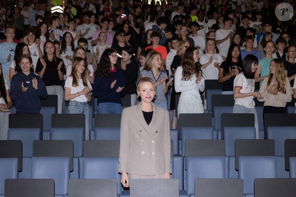 La princesse Charlène de Monaco - La princesse C.de Monaco, en compagnie de son frère G.Wittstock, participe à la remise des prix de la "Journée du respect" au collège Charles III à Monaco, le 29 avril 2025. © Olivier Huitel / Pool Monaco / Bestimage