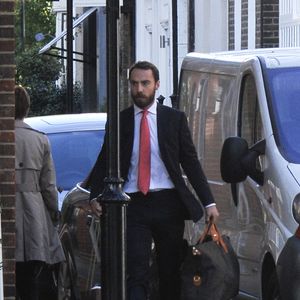 La famille de Kate Middleton (ses parents Carole et Michael, son frere James et sa soeur Pippa) se rend au baptême du prince George de Cambridge a Londres, le 23 octobre 2013.