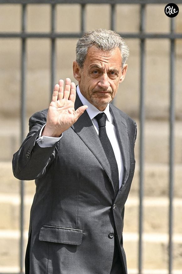 Nicolas Sarkozy -  Obsèques de Silvita Gallienne (née Baronne Silvita de Posch Pastor) en l'église Saint-Philippe du Roule à Paris le 9 juin 2026.
© Agence / Bestimage