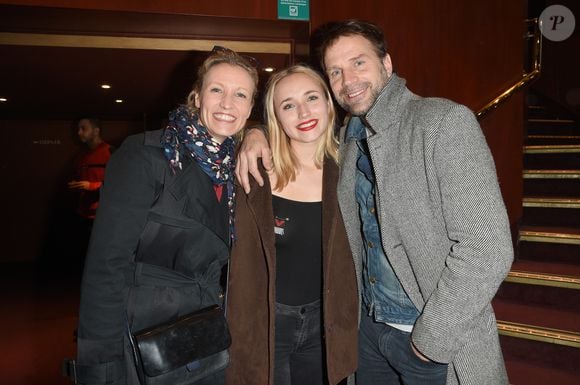 Alexandra Lamy, Chloé Jouannet et son père Thomas Jouannet - Représentation de la pièce "Les Monologues du Vagin" au théâtre le Comédia à Paris le 12 mars 2018. © Guirec Coadic/Bestimage