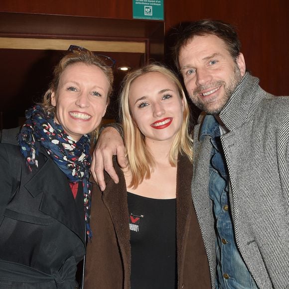 Alexandra Lamy, Chloé Jouannet et son père Thomas Jouannet - Représentation de la pièce "Les Monologues du Vagin" au théâtre le Comédia à Paris le 12 mars 2018. © Guirec Coadic/Bestimage