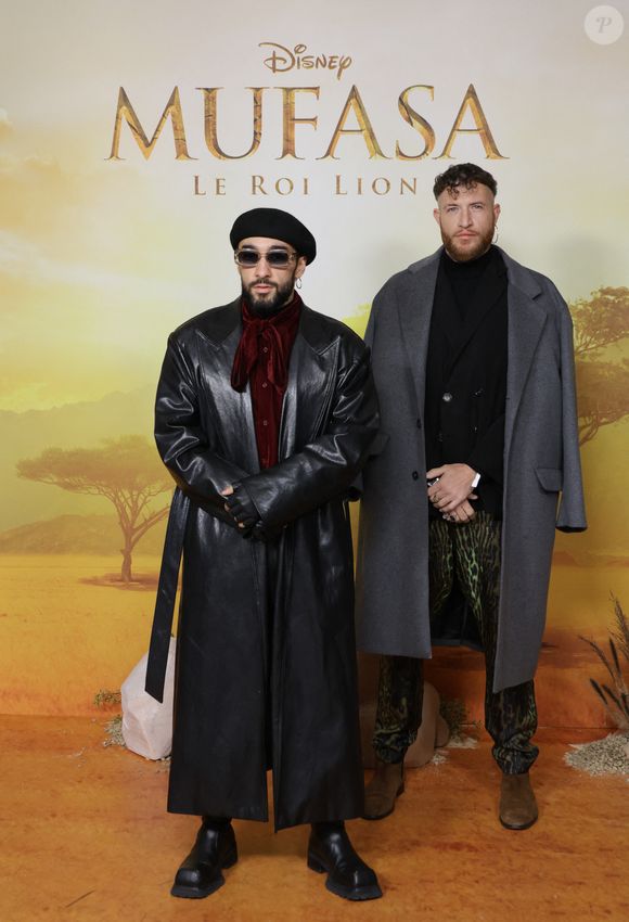 Sofiane Pamart et Guillaume Heritier - Première du film Disney "Mufasa, Le Roi lion" au cinéma Pathé Palace à Paris le 12 décembre 2024. © Coadic Guirec/Bestimage