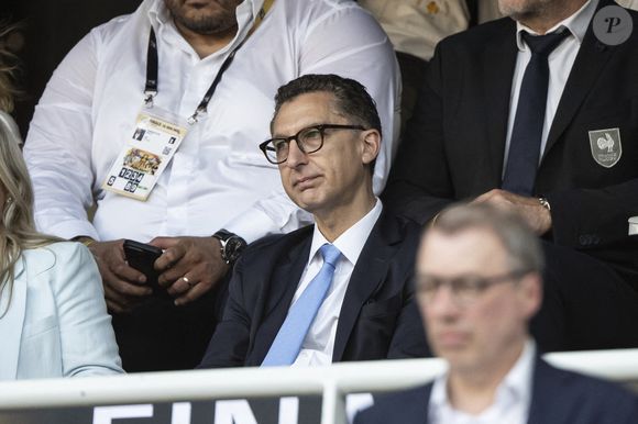 Le directeur général du Canal Maxime Saada avant la finale du Top 14 de rugby français entre le Stade Toulousain (Toulouse) et l'Union Bordeaux-Begles (UBB) au Stade de France à Saint-Denis, au nord de Paris, le 28 juin 2025.Photo par Eliot Blondet/ABACAPRESS.COM