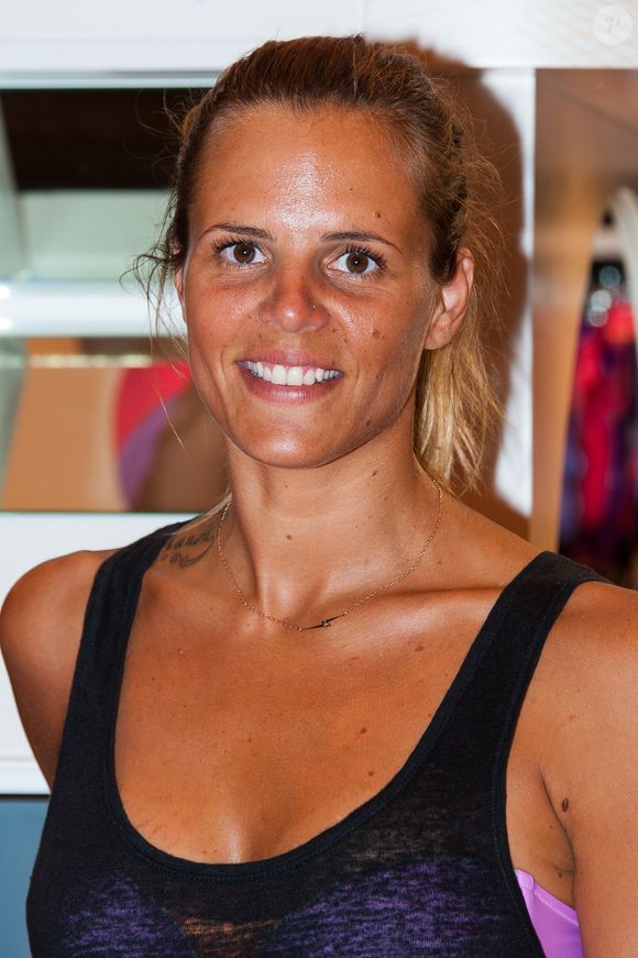 Laure Manaudou présente sa nouvelle marque de maillots de bain 'Laure Manaudou Design' (aussi appelée LM Design) en partenariat avec Topsec lors du salon international de la lingerie et du maillot de bain Mode City Paris 2013 qui s'est tenu à la Porte de Versailles, à Paris, France, le 6 juillet 2013. Photo by ABACAPRESS.COM