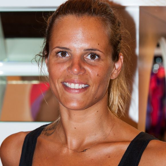 Laure Manaudou présente sa nouvelle marque de maillots de bain 'Laure Manaudou Design' (aussi appelée LM Design) en partenariat avec Topsec lors du salon international de la lingerie et du maillot de bain Mode City Paris 2013 qui s'est tenu à la Porte de Versailles, à Paris, France, le 6 juillet 2013. Photo by ABACAPRESS.COM