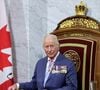 Le roi Charles III et la reine Camilla dans la salle du Sénat de l'édifice du Sénat du Canada, à Ottawa, lors de l'ouverture officielle du Parlement du Canada, dans le cadre de la visite royale de deux jours au Canada. Mardi 27 mai 2025. Photo de Chris Jackson/PA Wire/ABACAPRESS.COM