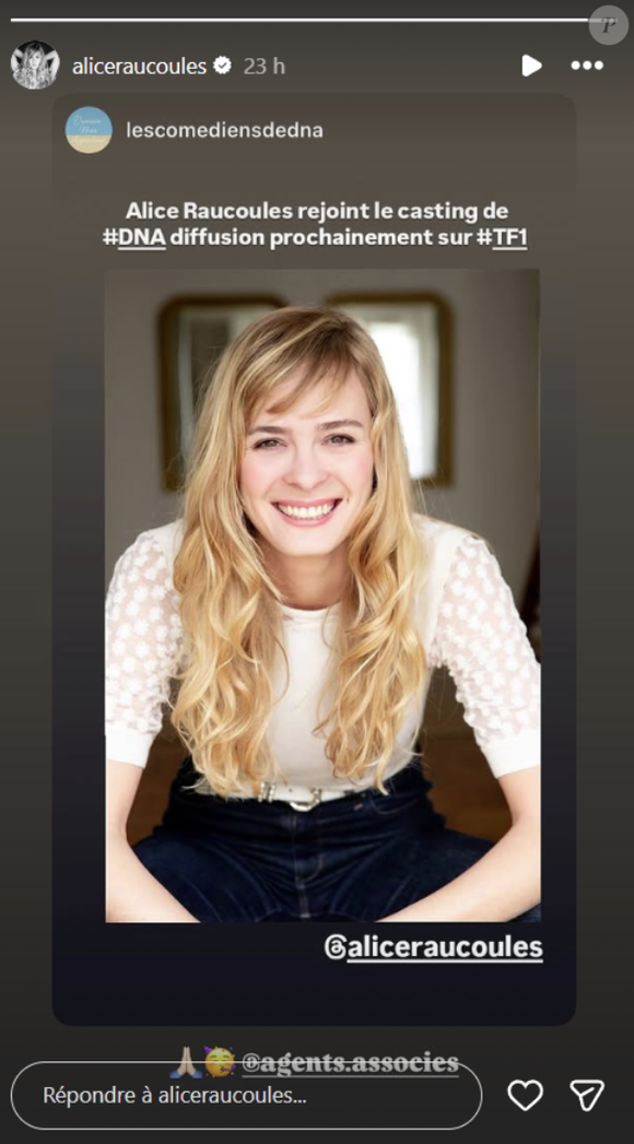 Elle rejoint d'ailleurs le casting de "Demain nous appartient".

Alice Raucoules rejoint la série Demain nous appartient