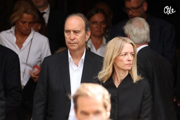 Delphine Arnault et son compagnon Xavier Niel Sorties des obsèques de Nicolas Altmayer en l'église Saint-Germain-des-Prés à Paris le 31 aout 2026. © Dominique Jacovides-Cyril Moreau/Bestimage #