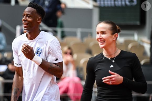 Elina Svitolina et Gael Monfils lors d'une séance d'entraînement du tournoi de tennis Roland-Garros, le 20 mai 2026 à Paris. 

© Matthieu Mirville/ZUMA Press Wire/Bestimage