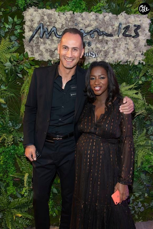Jean-Michel Karam (PDG de IOMA) et Hapsatou Sy (enceinte de son deuxième enfant) - Inauguration du Concept Store Maison 123 Paris et HapsatouSy rue de la Chaussée d'Antin dans le 9ème arrondissement de Paris, France, le 19 septembre 2019. © Pierre Perusseau/Bestimage