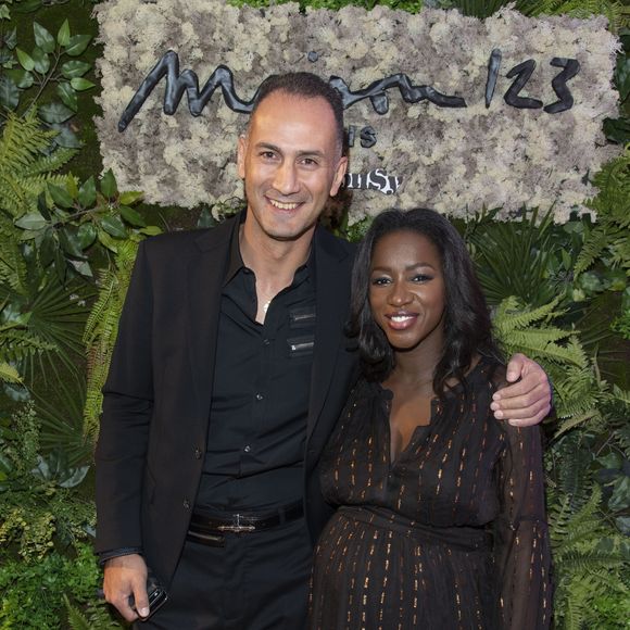 Jean-Michel Karam (PDG de IOMA) et Hapsatou Sy (enceinte de son deuxième enfant) - Inauguration du Concept Store Maison 123 Paris et HapsatouSy rue de la Chaussée d'Antin dans le 9ème arrondissement de Paris, France, le 19 septembre 2019. © Pierre Perusseau/Bestimage