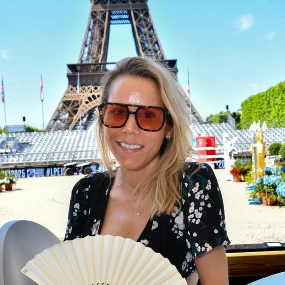 Exclusif - Tiphaine Auzière à l'espace VIP au Longines Paris Eiffel Jumping au pied de la Tour Eiffel sur le Champ-de-Mars à Paris, France, le 21 juin 2025. © Perusseau-Veeren/Bestimage
