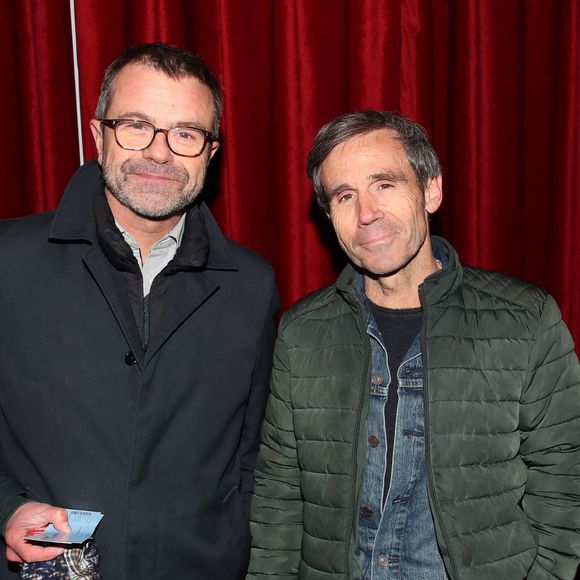 Exclusif - Thierry Thuillier et David Pujadas - Générale de la Pièce de Théâtre "Un président ne devrait pas dire ça…" à Bobino dans le cadre de la 5ème édition des  Paroles Citoyennes  à Paris le 28 Mars 2022. © Bertrand Rindoff/Bestimage
