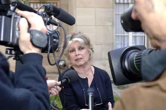 L'ancienne actrice Brigitte Bardot rencontre le ministre de l'Agriculture et de la Pêche Dominique Bussereau à Paris, le 11 mai 2006. Photo by Giancarlo Gorassini/ABACAPRESS.COM