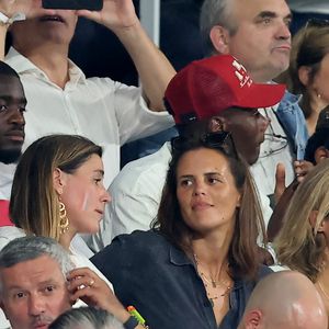 Laure Manaudou - People dans les tribunes lord du match d'ouverture de la Coupe du Monde de Rugby France 2023 avant le match de la Poule A entre la France et la Nouvelle-Zélande au Stade de France à Saint-Denis le 8 septembre 2023.  Dominique Jacovides/Bestimage