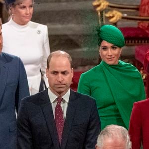 Le prince Edward, comte de Wessex, Sophie Rhys-Jones, comtesse de Wessex, Le prince William, duc de Cambridge, et Catherine (Kate) Middleton, duchesse de Cambridge, Le prince Charles, prince de Galles, et Camilla Parker Bowles, duchesse de Cornouailles, Le prince Harry, duc de Sussex, Meghan Markle, duchesse de Sussex - La famille royale d'Angleterre lors de la cérémonie du Commonwealth en l'abbaye de Westminster à Londres le 9 mars 2020. Mirrorpix / Bestimage